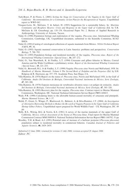 Conservation of the vaquita Phocoena sinus - The Department of ...