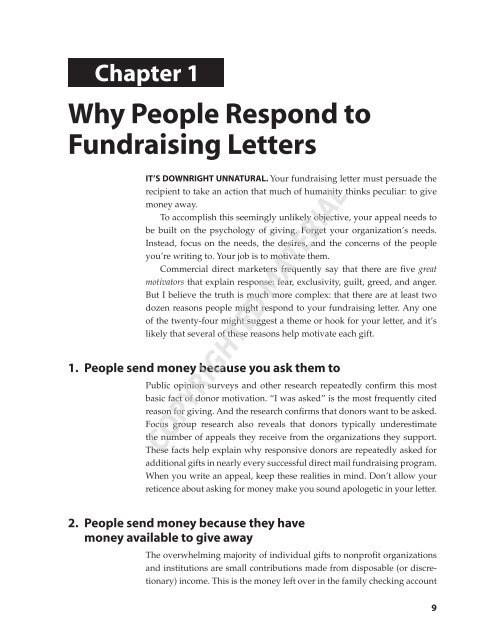 Chapter 1 Why People Respond to Fundraising Letters - CASE