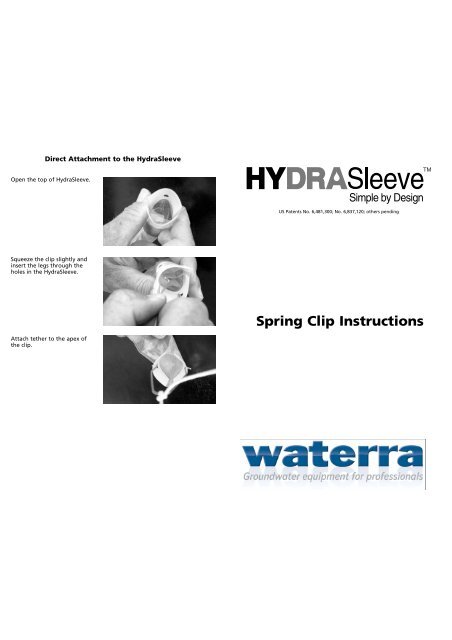 Hydrasleeve Spring Clip and Top Weight Instructions - Waterra-In-Situ
