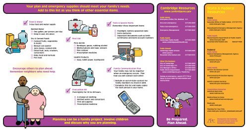 Emergency Preparedness Begins at Home. A brochure for ...