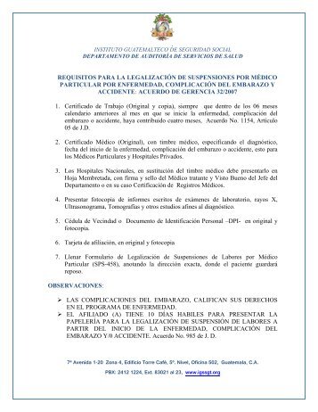 Requisitos SuspensiÃ³n - Instituto Guatemalteco de Seguridad Social