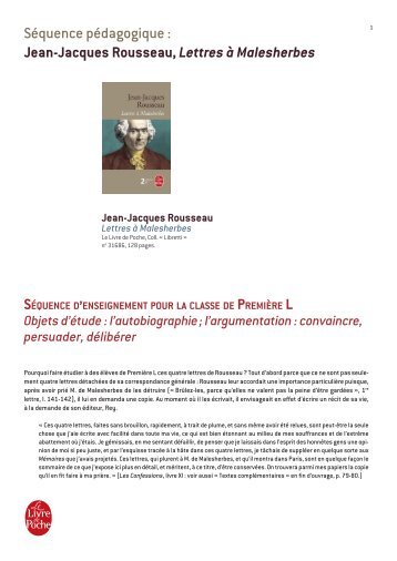 Jacques Rousseau Lettres à Malesherbes - Le Livre de Poche