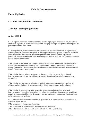 Le Code de l'environnement - Arc Express