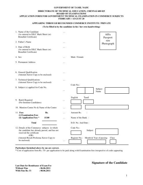 Signature of the Candidate - Tndte.com