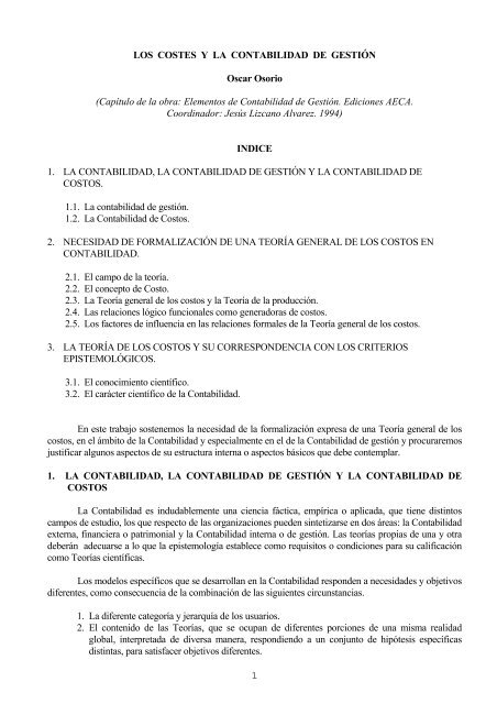 Los costes y la contabilidad de gestiÃ³n - Observatorio ...