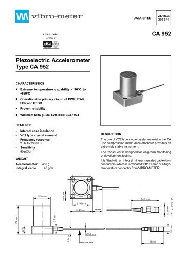 CA 952 Piezoelectric Accelerometer Type CA 952 - Vibro-Meter