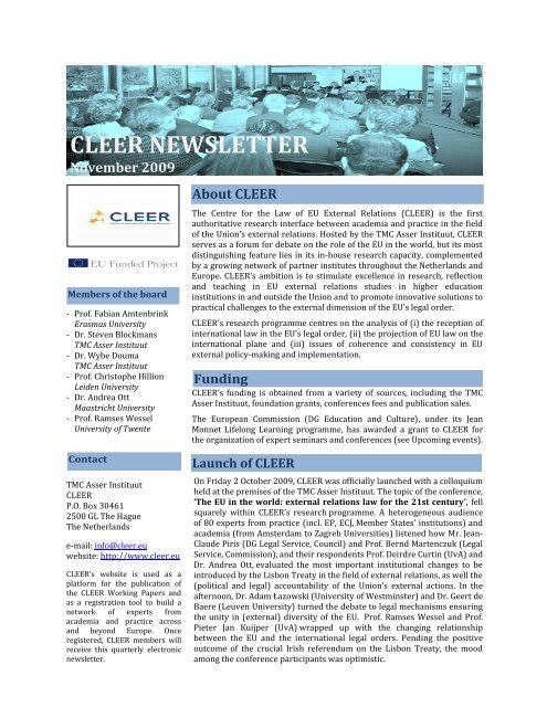 CLEER NEWSLETTER - Asser Institute