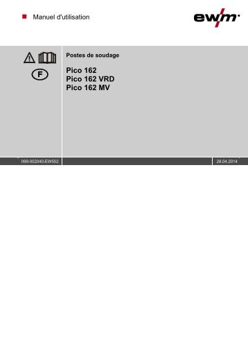 Manuel d'utilisation Postes de soudage - EWM Hightec Welding GmbH