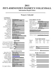 2011 PITT-JOHNSTOWN WOMEN'S VOLLEYBALL Information ...