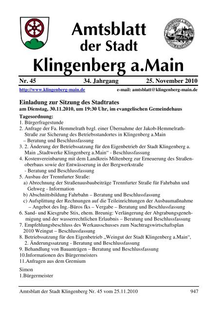 Amtsblatt Nr. 45 - Klingenberg am Main
