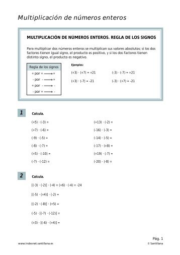 MultiplicaciÃƒÂ³n de nÃƒÂºmeros enteros