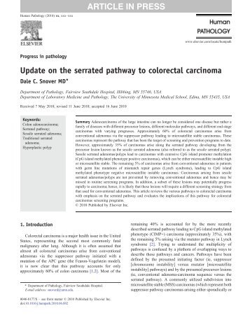 Update on the serrated pathway to colorectal carcinoma - Anatomia ...