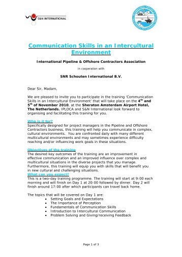 Communication Skills in an Intercultural Environment - Iploca