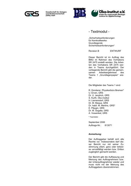 Modul 1 - Kerntechnisches Regelwerk - Gesellschaft fÃ¼r Anlagen ...