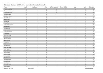 Statistik Saison 2010-2011 nur Meisterschaftsspiele