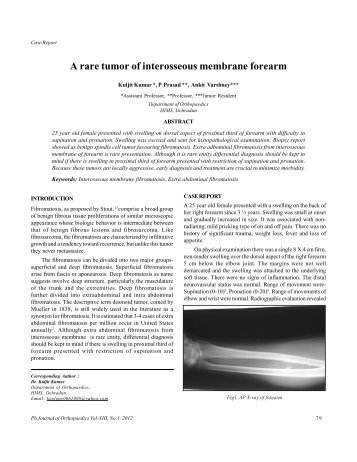 A rare tumor of interosseous membrane forearm - Punjab ...