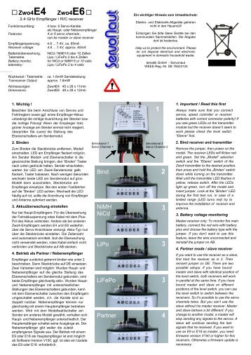 Zwo4E4 Zwo4E6 Bind NiMH NiCd LiPo LiFePo Partner - Servonaut