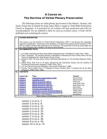 The Doctrine of Verbal Plenary Preservation - Dean Burgon Society