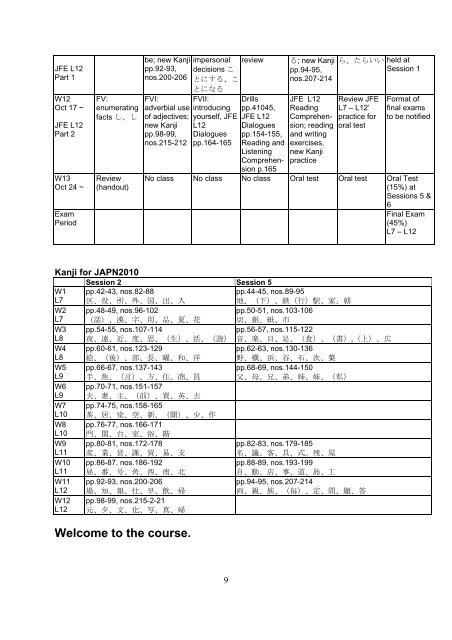 JAPN2010 Japanese 1 - School of Languages & Comparative ...