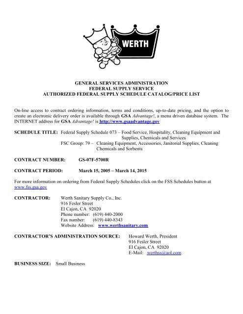 GS-07F-5700R Contract Information - NSN Cleaning Products