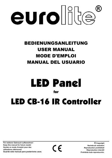 EUROLITE LED Panel for CB-16 Controller user manual