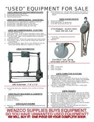 “USED” EQUIPMENT FOR SALE - Wenzco