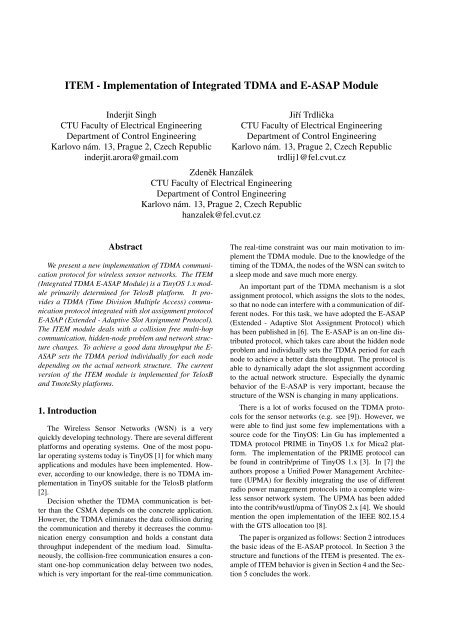 ITEM - Implementation of Integrated TDMA and E-ASAP Module