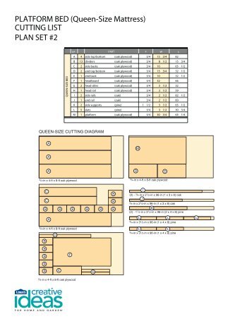 Queen and King Size Platform Bed Project Diagram and Cutting ...