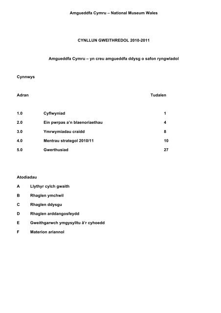 National Museum Wales CYNLLUN GWEITHREDOL 2010-2011 ...