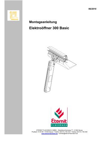 Montageanleitung ElektroÃƒÂ¶ffner 300 Basic - Eternit Flachdach GmbH