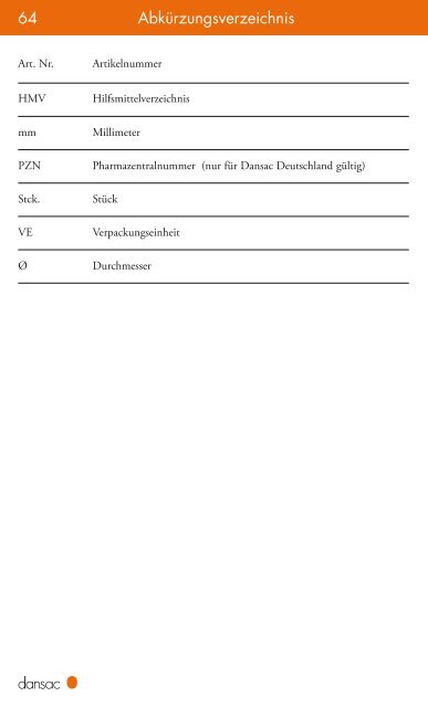 DANSAC PRODUKTÜBERSICHT