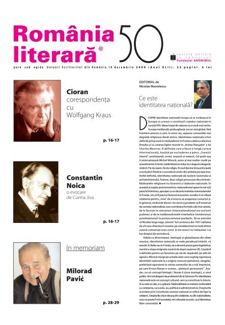 Cioran coresponden]a cu Wolfgang Kraus In memoriam Milorad ...