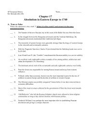 Chapter 17 Absolutism in Eastern Europe to 1740