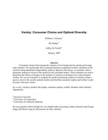 Variety: Consumer Choice and Optimal Diversity