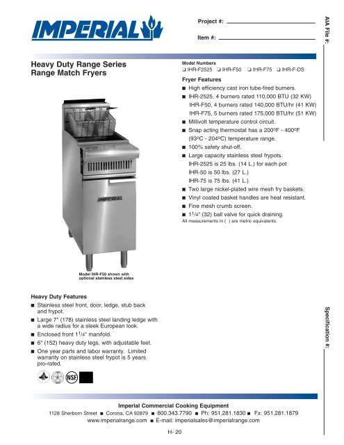 Fryers  Imperial Commercial Cooking Equipment