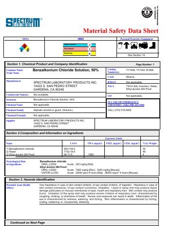 Material Safety Data Sheet - Spectrum Laboratory Products, Inc.