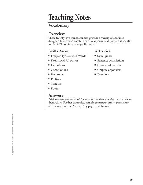 Vocabulary_33 pages of exercises w Ans. Keys.pdf - Azinga Cartoons