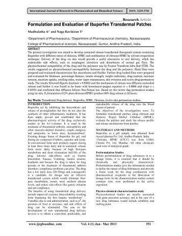 Formulation and Evaluation of Ibuporfen Transdermal Patches