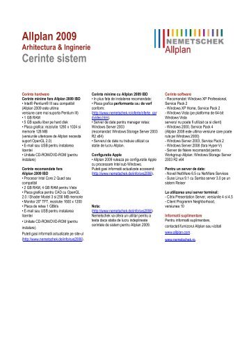 Allplan 2009 Cerinte sistem - Nemetschek