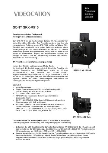 SONY SRX-R515 - Videocation