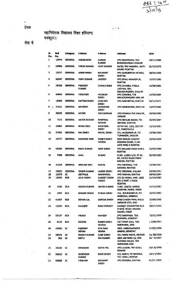 0751 (Q `P "TOT, I - Directorate of School Education, Haryana