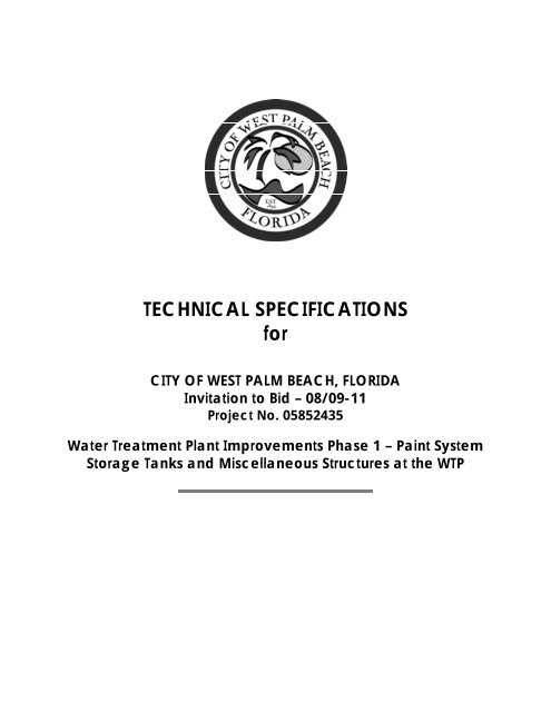 TECHNICAL SPECIFICATIONS for - City of West Palm Beach