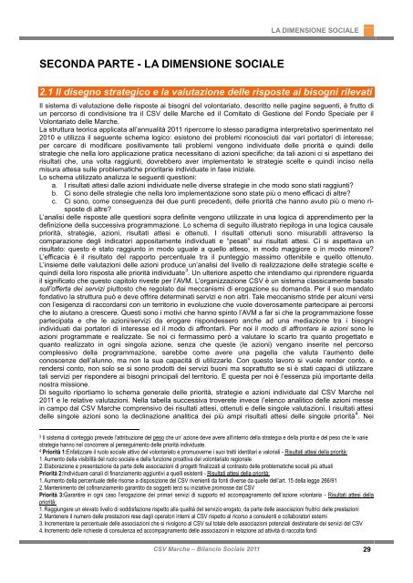 Bilancio Sociale 2011 - CSV Marche