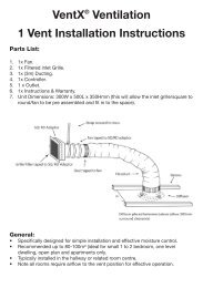 VentXÂ® Ventilation 1 Vent Installation Instructions