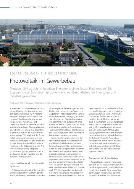 Photovoltaik im Gewerbebau - Bundesverband Bausysteme ev