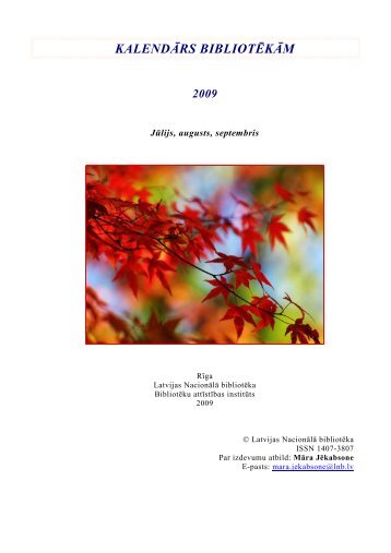 kalendÄrs bibliotÄ“kÄm 2009 - Academia