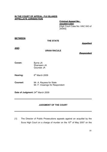 State v Uraia Racule AAU0051.07 â judgment - Law Fiji