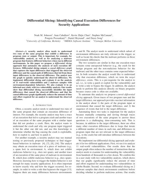 Differential Slicing: Identifying Causal Execution Differences for ...