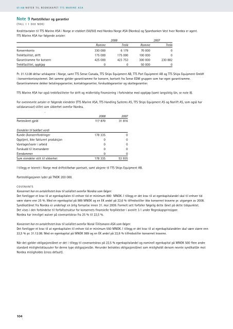 Noter til regnskapet - TTS Group ASA