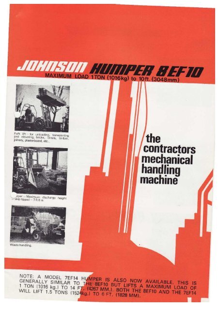 Johnson Humper forklift brochure